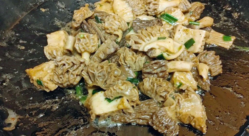 Des morilles en pleine cuisson