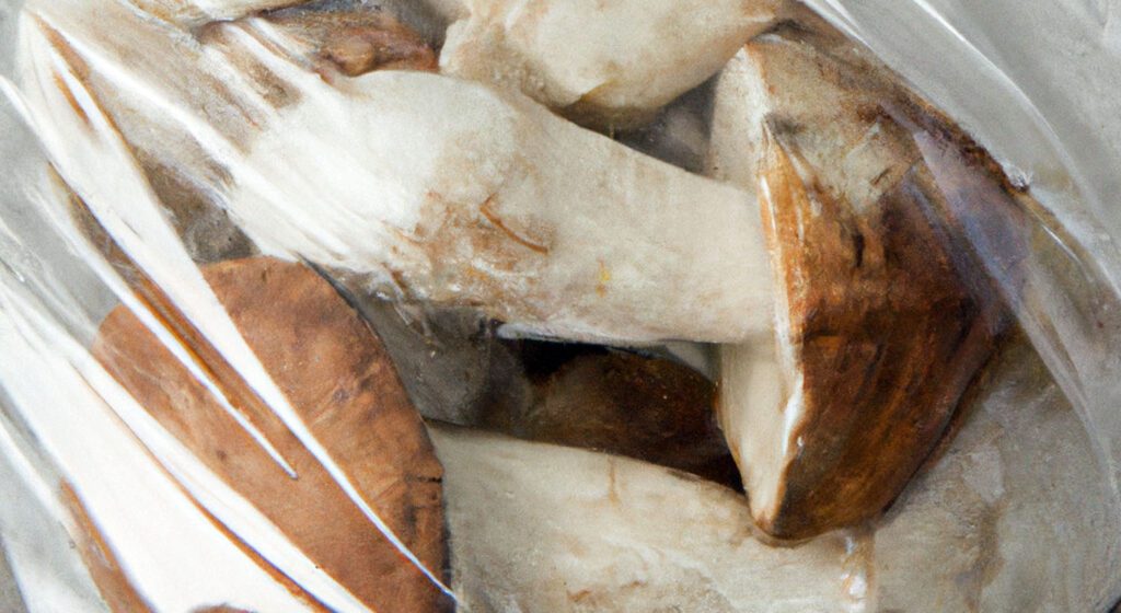 Des champignons dans un sac plastique