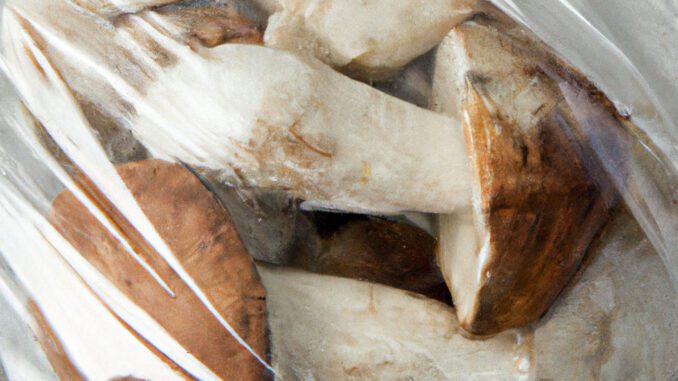 Des champignons dans un sac plastique